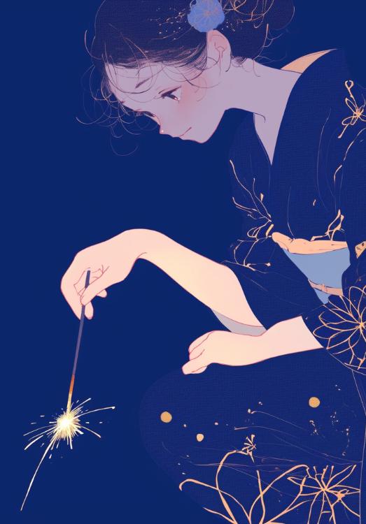 線香花火が落ちるまで、君と。～雪笹の浴衣と最後のさよなら～