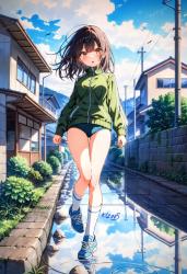 止まらない町、時、立ち止まった二人