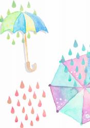 傘を差して雨宿り