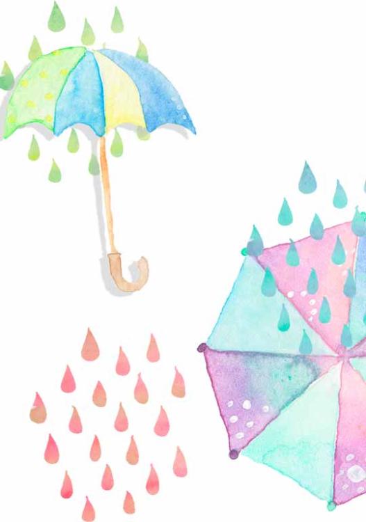 傘を差して雨宿り